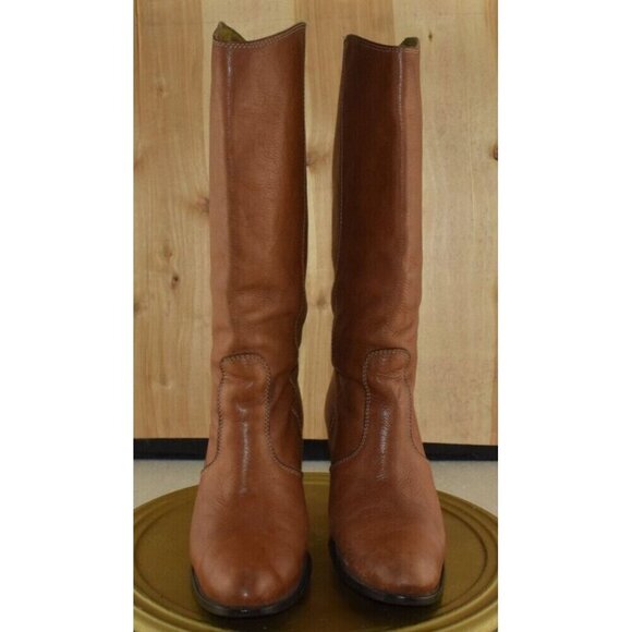 🌹Davos Gomma Womens Tall Riding  Brown Leather Made In Italy Boots Size 9 - Picture 2 of 12